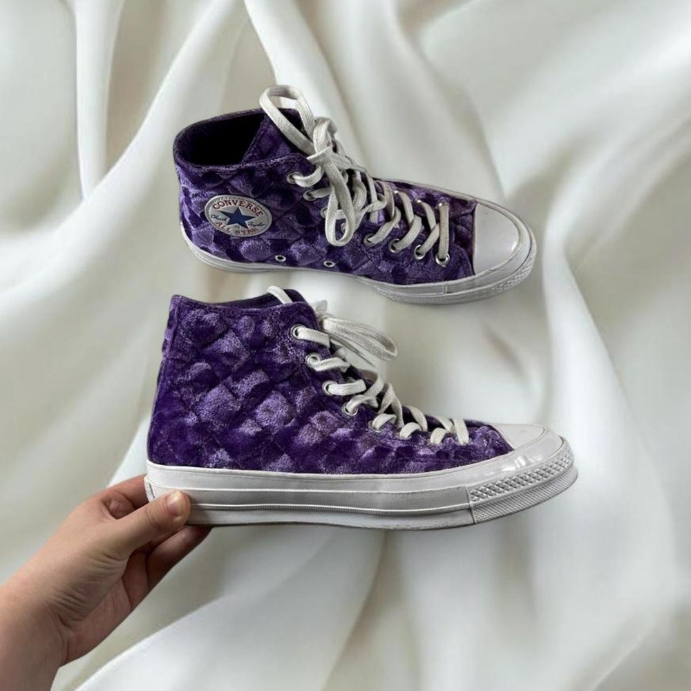 Converse x Golf Le Fleur quilted purple velvet tillandsia high top chuck 70